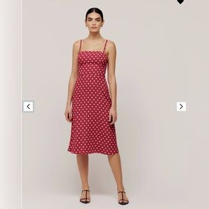 Reformation Afternoon Dress in Red Polka Dot